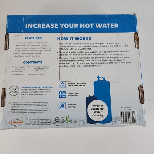 Cash Acme 3/4" Calentador de Agua Tanque Booster Termostático Válvula Mezcladora Sharkbite - Imagen 11 de 11