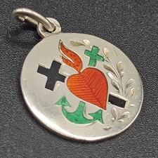 Antiker Silber Anhänger Emaille Silberanhänger Glaube - Liebe - Hoffnung Charm