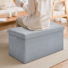 Large Ottoman Storage Seat Stool Trunk Toy Chest Cloth Blanket Box Folding Bench