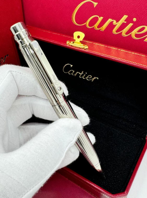 Rare Cartier Santos De Cartier Luxury Silver Trim Ballpoint Pen