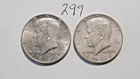 KENNEDY HALF DOLLAR,  90% SILVER,    1964-D, 1964-D, ---299