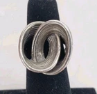 Vintage Modernist Sterling Silver Ring Circles Loops Interconnected Sz 5.5