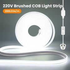 220V COB LED Strip Lights Outdoor Waterproof Flexible Rope Tape Light UK Plug in