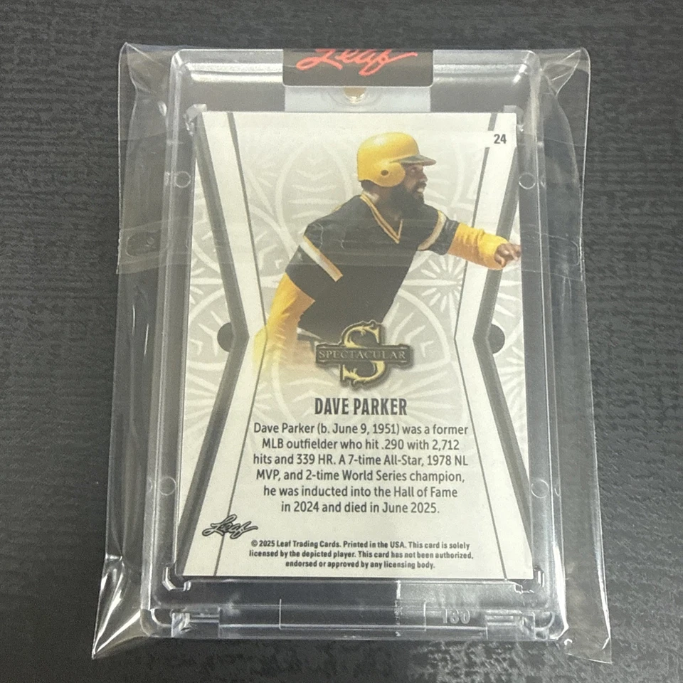 2025 Leaf Spectacular Dave Parker 1/1 HOF - Imagem 2 de 2