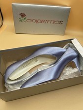 Vintage 90s Y2K Coloriffics Vibrant Purple Satin Kitten Heels Size 8 M Wedding