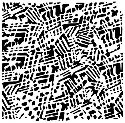 Really Great Stencils, Jumbled Marks 1 Stencil, 6x6'', Broken Lines, Mess, Cracks