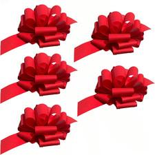 Glitter Red Christmas Bow for Gift Wrapping 10 inch, 5 Pack - Large Gift Bow fo