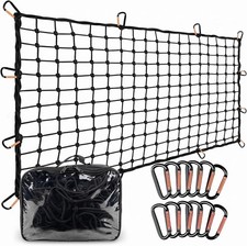 4' x 6' Cargo Net Stretches to 8' x 12' with 12 Metal Carabiners for Trucks RVs