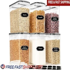 Airtight Cereal Storage Containers Food Organization Set W/ Labels & Spouts New