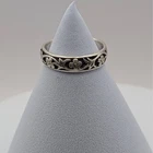 Vintage Sterling Silver 925 Floral Filigree Band Ring Size 6 3g Oxidized Finish