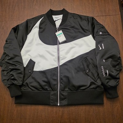 Nike Big Swoosh Therma-FIT Reversible Bomber Jacket Black White DD6055-010 XL