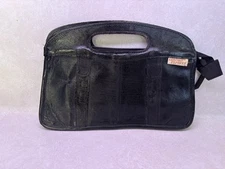 Vintage 1970’s Hand bag Leather Sat Night Fever Club  Style Clutch Black