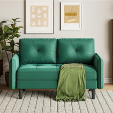 2 Seater Sofa Grey, Modern Velvet Comfy Sofa Couch Loveseat With Bilateral Pocke