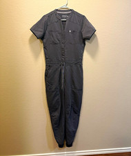 Fabletics Women  s Empower Scrub Jumpsuit Small Onyx Front Zipper Jogger Style