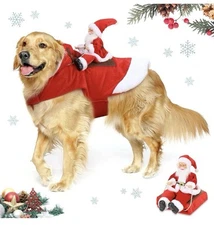 Dog Christmas Santa Claus Riding  On Dog Costumes .XXL NIP