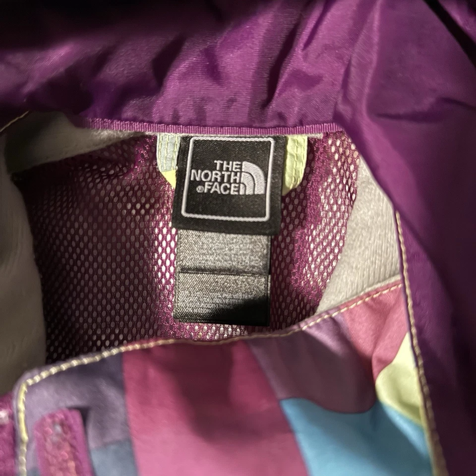 The North Face Girls Jacket XL 18 HyVent Hooded Shell Rain Coat Pink Plaid - Image 2 of 4