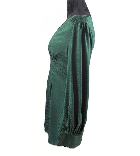 Lulu’s Place In My Heart Forest Green Tiger-Embossed Button-Up Dress Sz Small - Bild 5 von 13