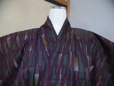 Kimono Shrimp Tea Long Sleeve Wide Collar 163cm Japan