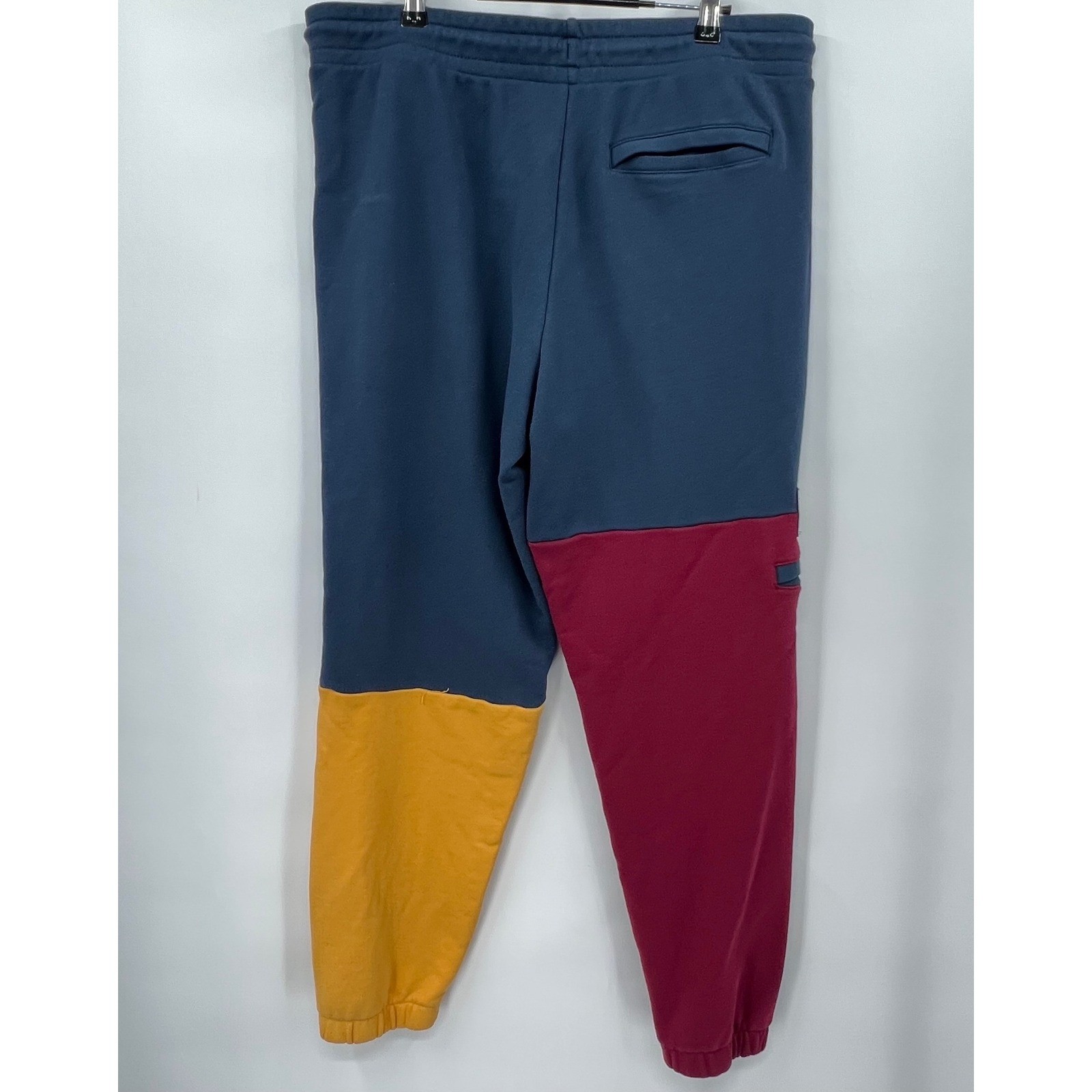 New Balance Mens Colorblock Joggers Navy Burgundy Gold Fleece Sweatpants Large thumbnail 7
