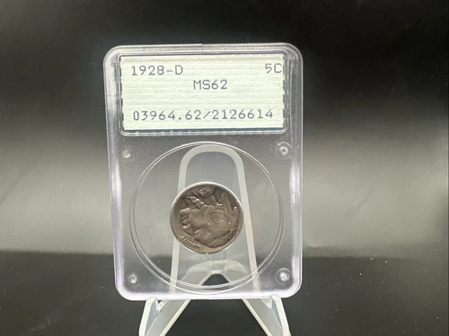 1928 D 5C Buffalo Nickel - PCGS MS62 - Rattler ( 1986 To 1989 )