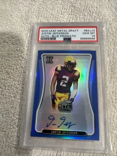2020 Leaf Metal Draft Justin Jefferson Blue Auto /35 #BA-JJ3