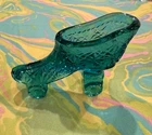 Vintage Fenton Roller Skate Glass Shoe Figurine Turquoise Blue