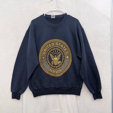 Vintage US Navy Sweatshirt Mens M Blue Fleece Pullover 90s Made In USA