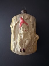 Antique German Glass Gnome In A Tree Trunk Or...