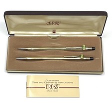 Vintage Cross 4501 Pen  Pencil Set 10K Gold Filled w/Company Logo Emblem READ