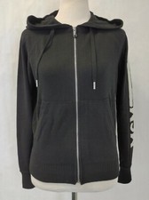 $795 Mcm Women's Black Cashmere Zip Up Jacket With White Logo Mfj7amm22bk