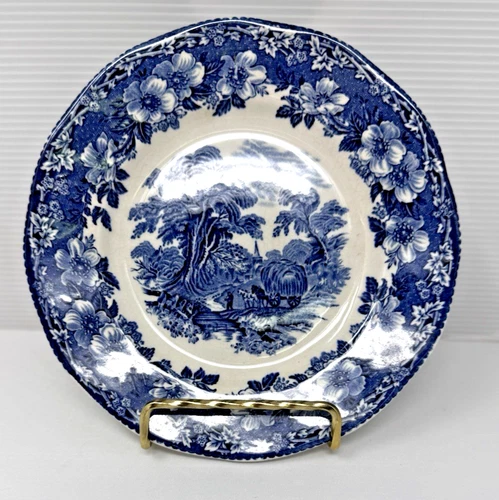 VINTAGE WEDGWOOD WOODLAND BLUE TRANSFERWARE 7" PLATE