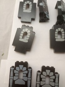  LEGO Black CASTLE PANEL WALLS 4444,2345   Stone Decorated Front #637