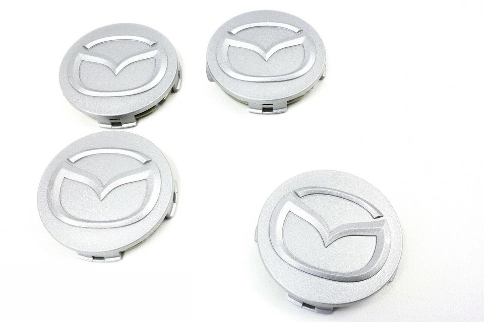 Juego de 4 tapas centrales cubiertas de cubo de rueda plateadas para Mazda Miata 2001-2003 OEM N06737190 Foto 2 de 3