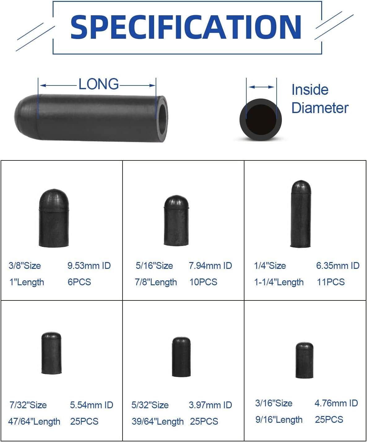 Rubber Vacuum Caps Plug Kit 100 PCS Assorted Vacuum Plugs Hose End Caps