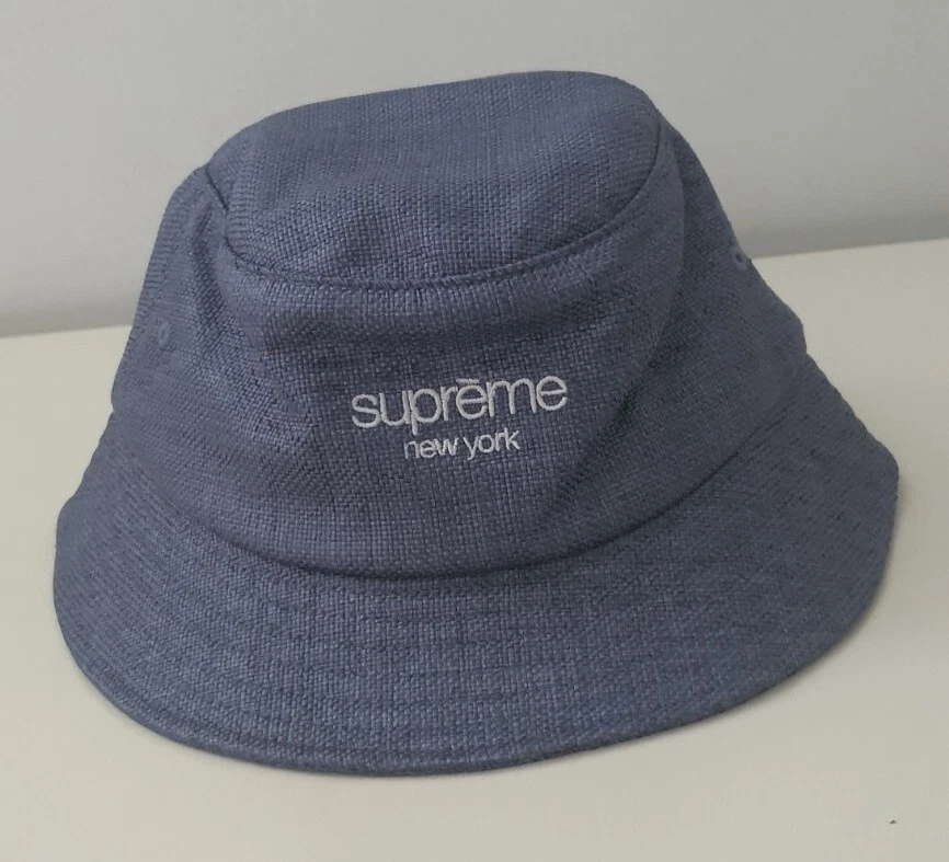 SS22 Supreme Raffia crusher size M / L medium large navy bucket hat blue