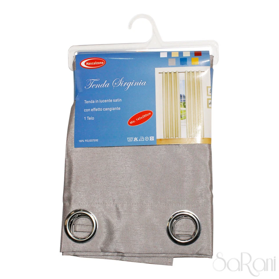 Store Virginia Effet Soie Satin 1 Panneau Gris Avec Anneaux 140x290 CM Sarani - Photo 1/1