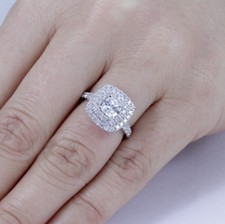 .925 Sterling Silver Double Halo CZ Wedding Band Engagement Ring SZ 2.5-15 SE25A