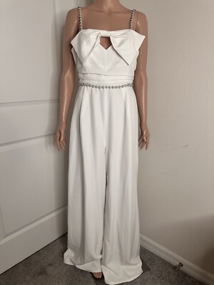 Fashionnova embellished bow jumpsuit in white and size Medium | eBay