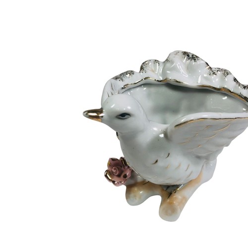Hand Painted Betson Ceramic Bird Planter Dish with Gold Accents - 第 7/12 張圖片