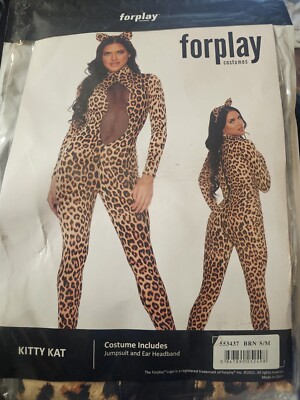 Sexy Kitty Kat/Leopard Print Jumpsuit Costume w/Ear Headband