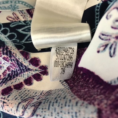 Chico's Womens Purple Paisley Print Shark Bite Hem Hidden Button Tunic Size 8/10 - Picture 7 of 7