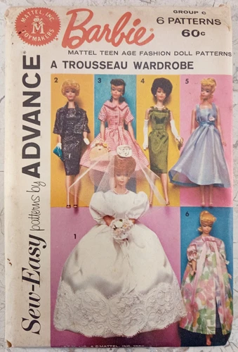 Barbie ADVANCE Mattel Original VTG 1962 Trousseau C 2895 11.5 Doll Pattern UNCUT