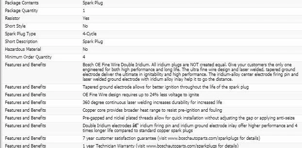 4 nuevas bujías de iridio doble Bosch para TOYOTA TACOMA L4-2,7 L 1995-2004 Foto 4 de 4