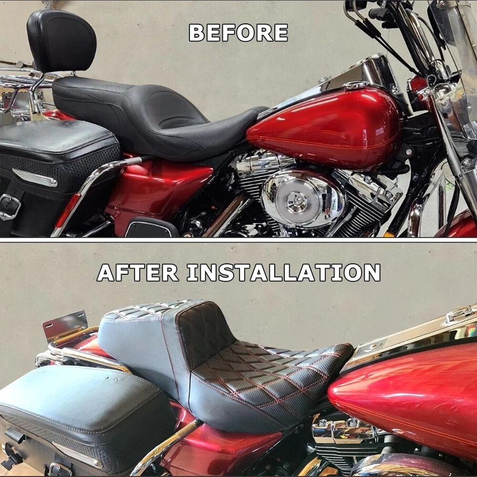 1-piece Step-up Seat Front Rear Full For Harley Street Glide Road King 1997-2007 Foto 3 de 4