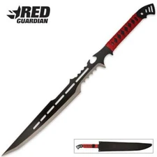 Red Guardian Fantasy Sword Set with Sheath | One-Piece Stainless Steel | 28"