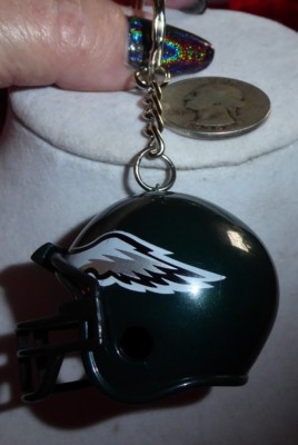 NORA WINN UNIQUE KEY CHAIN PHILADELPHIA EAGLES NFL FOOTBALL HELMET Handcrafted