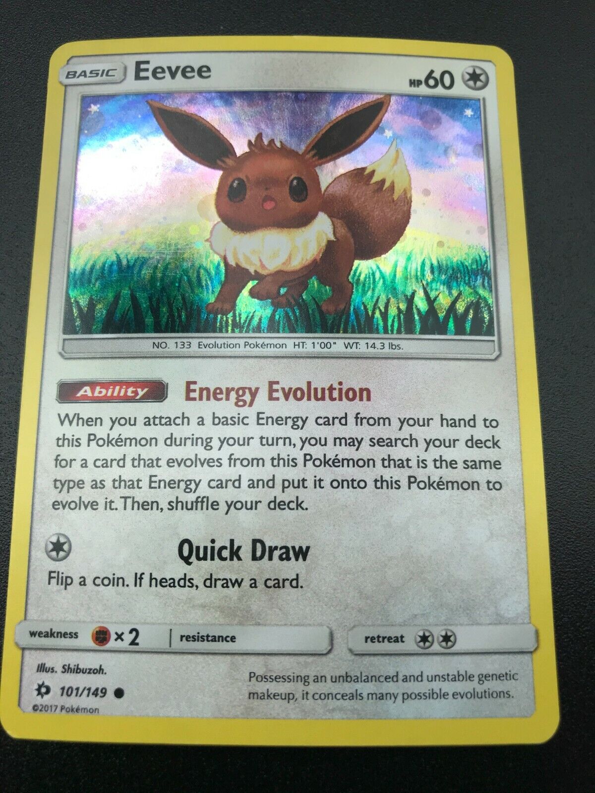 EEVEE 101/149 Non-Holo Common Sun & Moon Pokemon Card Near Mint