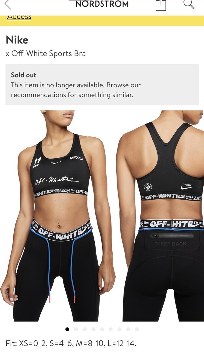 NEW XL NIKE OFF-WHITE VIRGIL LOGO script Sports Bra Black | eBay
