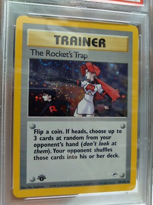 Graded PSA 8 2000 Pokemon Gym Heroes - The Rocket's Trap - HOLO
