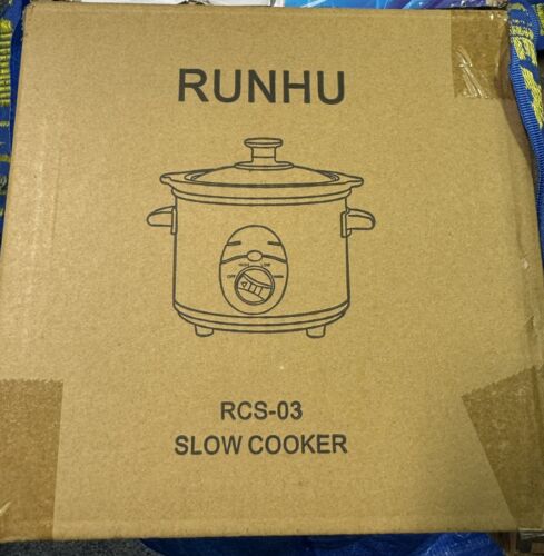 RUNHU Slow Cooker, 1.5-Quart Ceramic Pot with Auto Warm and Adjustable Temp - Picture 4 of 6